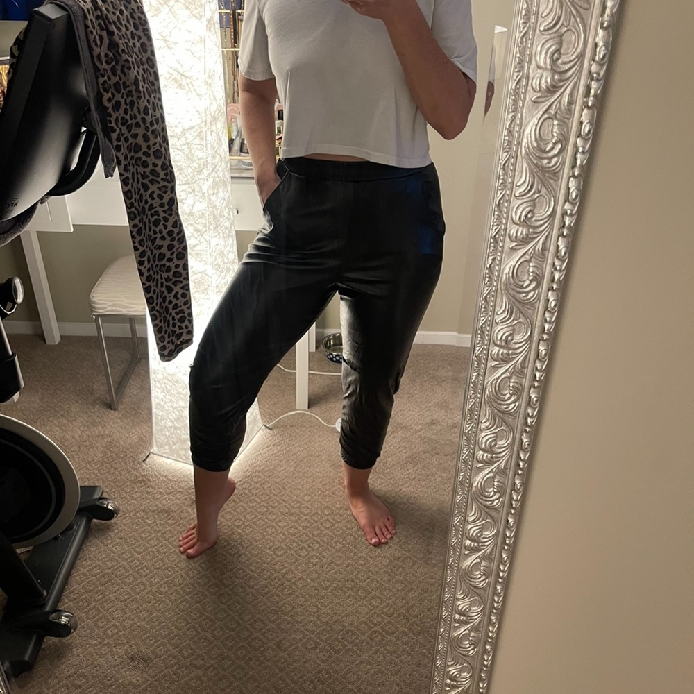 Leather joggers
